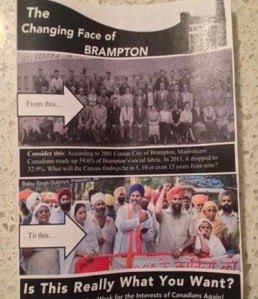 Flyer distributed in Brampton by Immigration Watch Canada